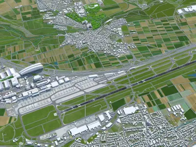 Stuttgart Airport 10km Low-poly 3D model