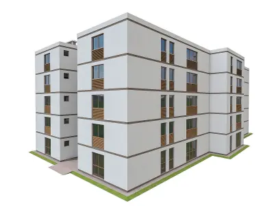 Apartment Block Low-poly 3D model
