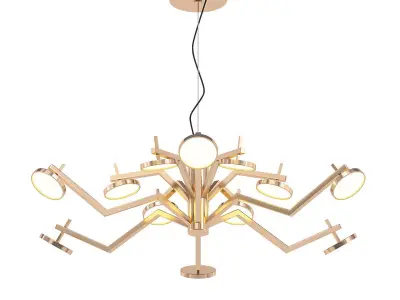 vector modern brass chandelier with six lights 3D model