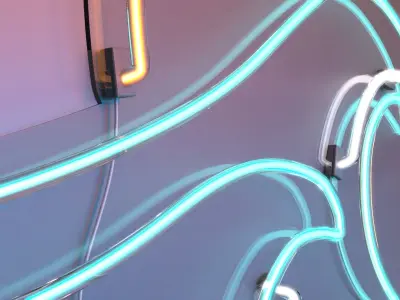 Sunset Wave - Neon Sign 3D model
