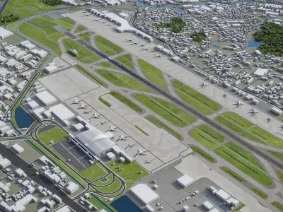 Fukuoka - Airport - FUK Low-poly 3D model