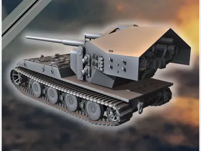 E-100 Waffentrager 128mm Pak 44 with casemate Entwicklung tank d 3D print model