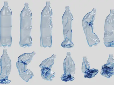 Crushed Plastic Bottle v4 3D model