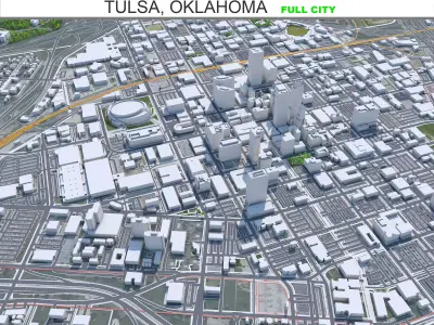 Tulsa City Oklahoma USA Low-poly 3D model