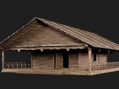 Old Wooden House 4K Textures GameReady 142 Low-poly 3D model