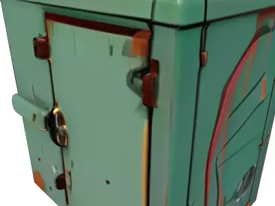 Weathered Industrial Green Utility Box Low-poly 3D model