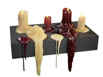 Melted Candle Wax Set 1  Low-poly 3D model