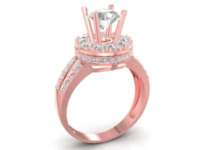 Luxury Double Halo Diamond Engagement Ring  1010 3D print model