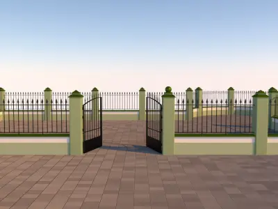Modular fences gates and walls 3D model