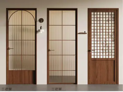 Wooden-door Single-door Bedroom-door Glass-door Bathroom-door 3D model