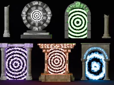 5 Ancient Magic Portals 3D model