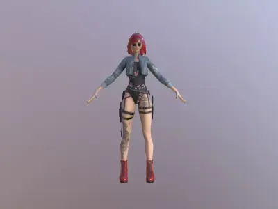 Roxy - Cyberpunk Girl Low-poly 3D model