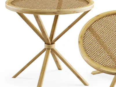 Wooden rattan coffee table  3D model