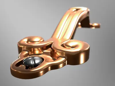 Doorknob pair of brass pull handles 3D model