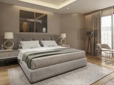3D Hotel Room Interior Scene  HighQuality 3ds Max and Corona 3D model