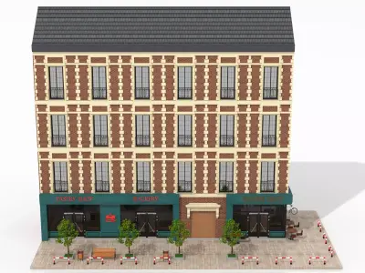 Residential Block Low-poly 3D model