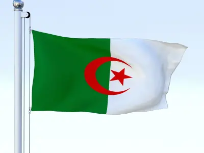 Animated Algeria Flag Low-poly 3D model