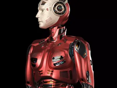 Futuristic Robot Man 2-5B Rigged 3D model