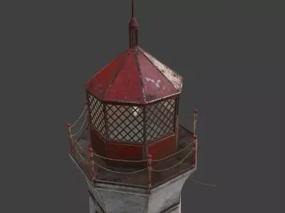 Lighthouse with oriental bridge 3D model