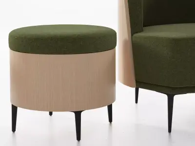 Pergy lounge chair and ottoman 3D model