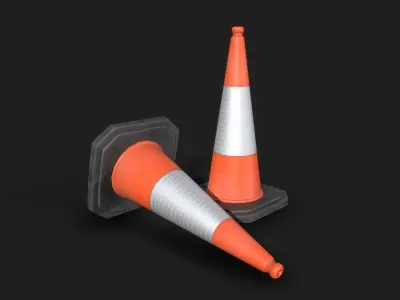 Traffic Cone Clean and Dirty Low-poly 3D model