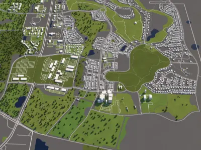 Tellahassee Florida USA 50x50km 3D City Map 3D model