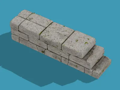 Old stone wall Low-poly 3D model