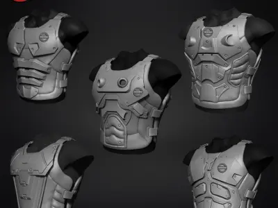 Sci fi  Armour torso Kitbash v2 pack of 5 zbrush highpoly