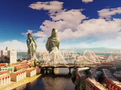 large city made in blender with geometry nodes Low-poly 3D model