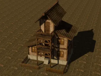 Medieval house eleven 11 Low-poly 3D model