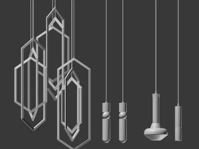 Four Hanging Light Set 05 3D model