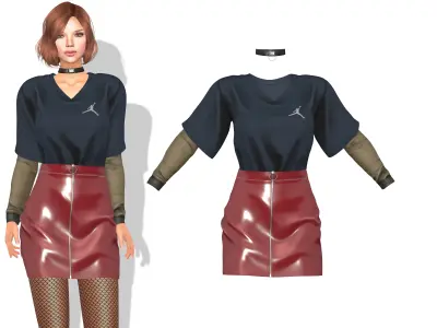 Mini Skirt Surgeon Outfit Low-poly 3D model