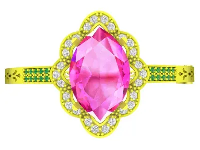 Marquise Halo Ring 3D Model 6449 3D print model