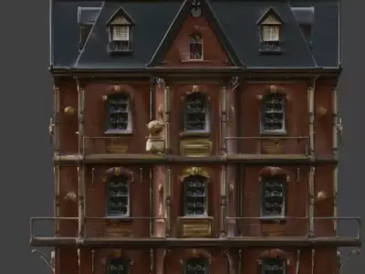 Steampunk Victorian Residential Building 3D Model Low-poly 3D model