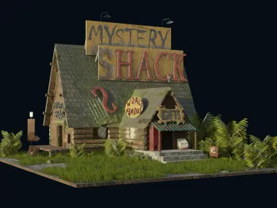 Mystery Shack from cartoon Gravity Falls Low-poly 3D model