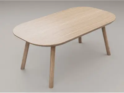 Coffee Table light Oak wood  PBR  3dmodel Low-poly 3D model