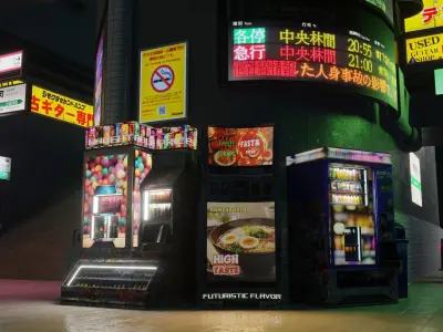 Cyberpunk Metro Station Low-poly 3D model