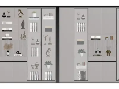 Modern Light Luxury Bookcase 3D model