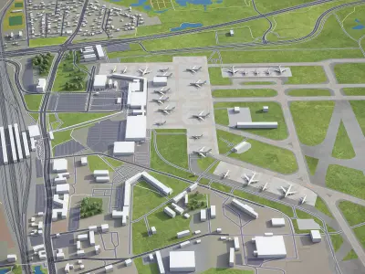 Berlin - Schonefeld Airport - SXF Low-poly 3D model