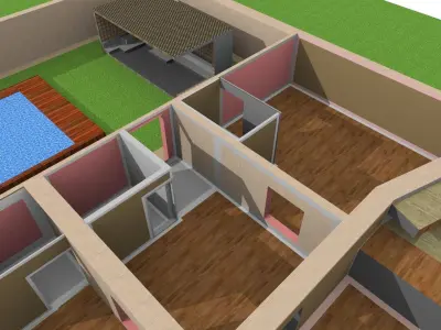 Floor house with two bedrooms and living room 3D print model