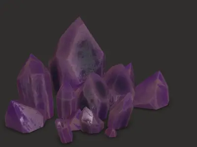 modular amethyst asset for lowpoly games Low-poly 3D model