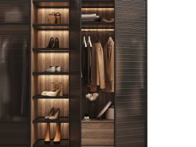 Wardrobe with decor clothes doors matte 3D model