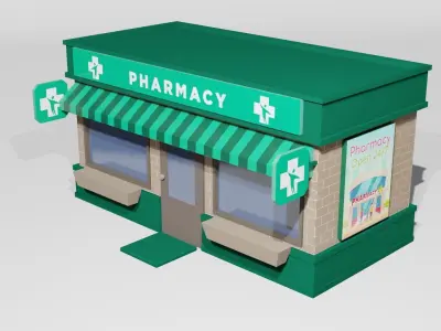 pharmacy shop Low-poly 3D model