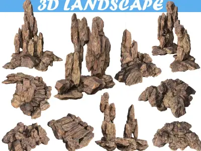 Low poly brown rock formular Low-poly 3D model