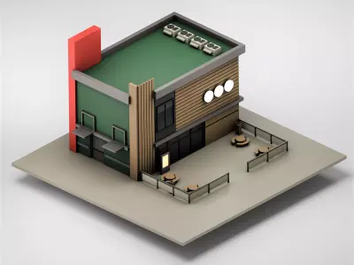 Fast Food Restaurant Low-poly 3D model