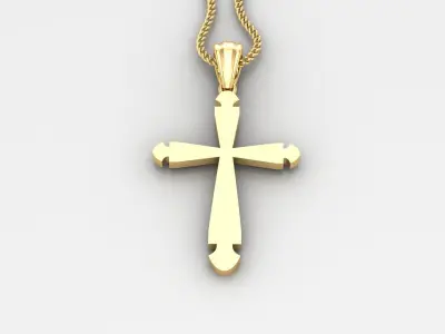 Light Gold 18K Cross Pendant 2CP005 3D print model
