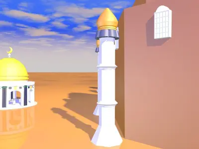 3d model Mosque table with two lamps 3D model