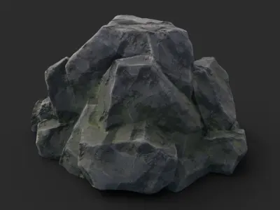 Rock Maya 1003 - Grey Jagged Stone Low-poly 3D model