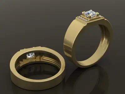 Signet Diamond Side Step Ring Band Mix Size 7-12 3D print model