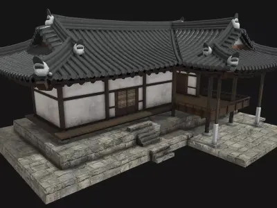Korean Traditional House  Hanok 02 Low-poly 3D model